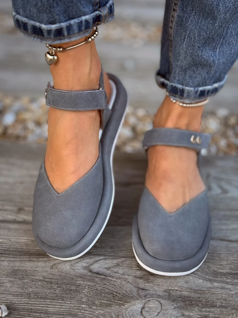 Suede, Open-back Sandals