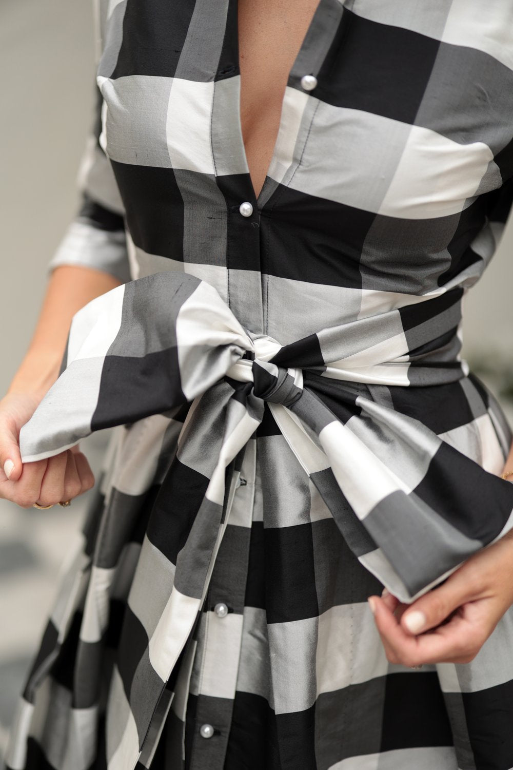Black And White Plaid Shirt Long Dress