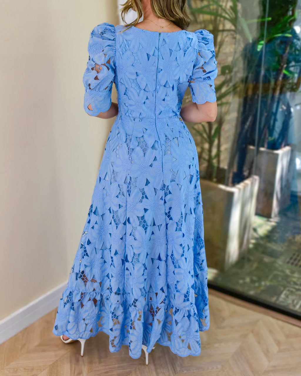 Short Sleeve Lace Hollow Dress