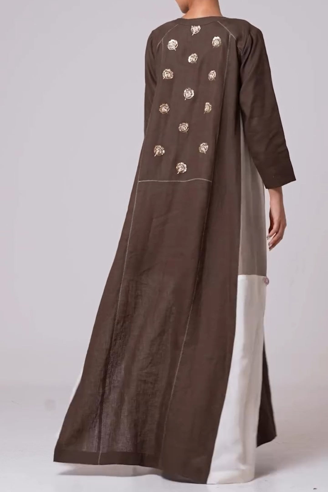 Printed Long-Sleeved Side Split Loose Dress
