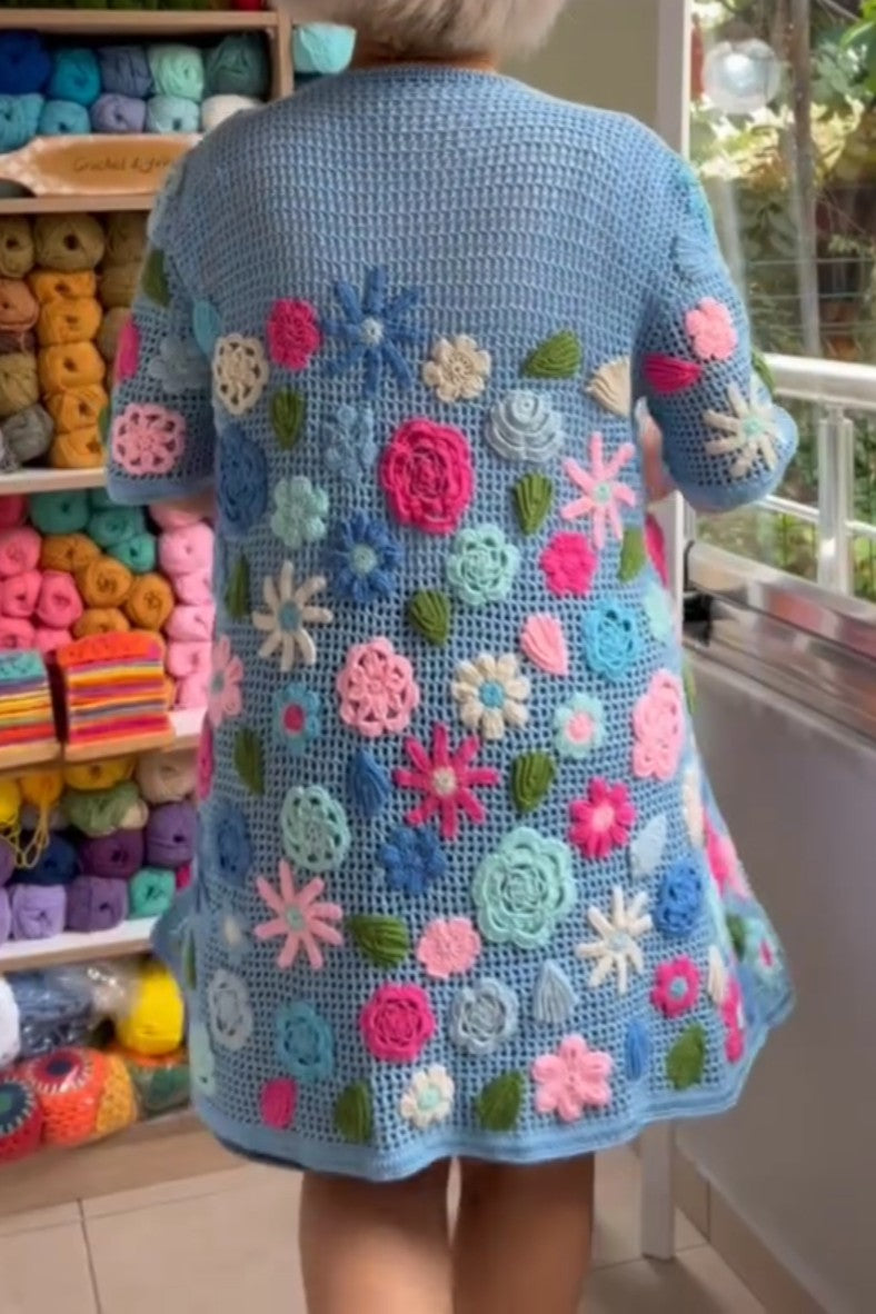 Color Embroidered Long Cardigan