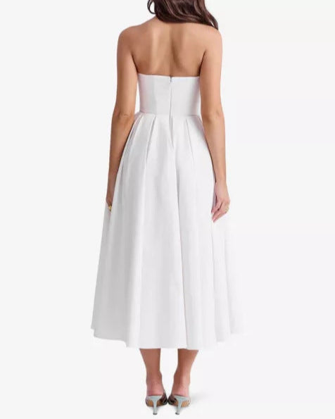 Off-shoulder Tube Top Pleated Dress