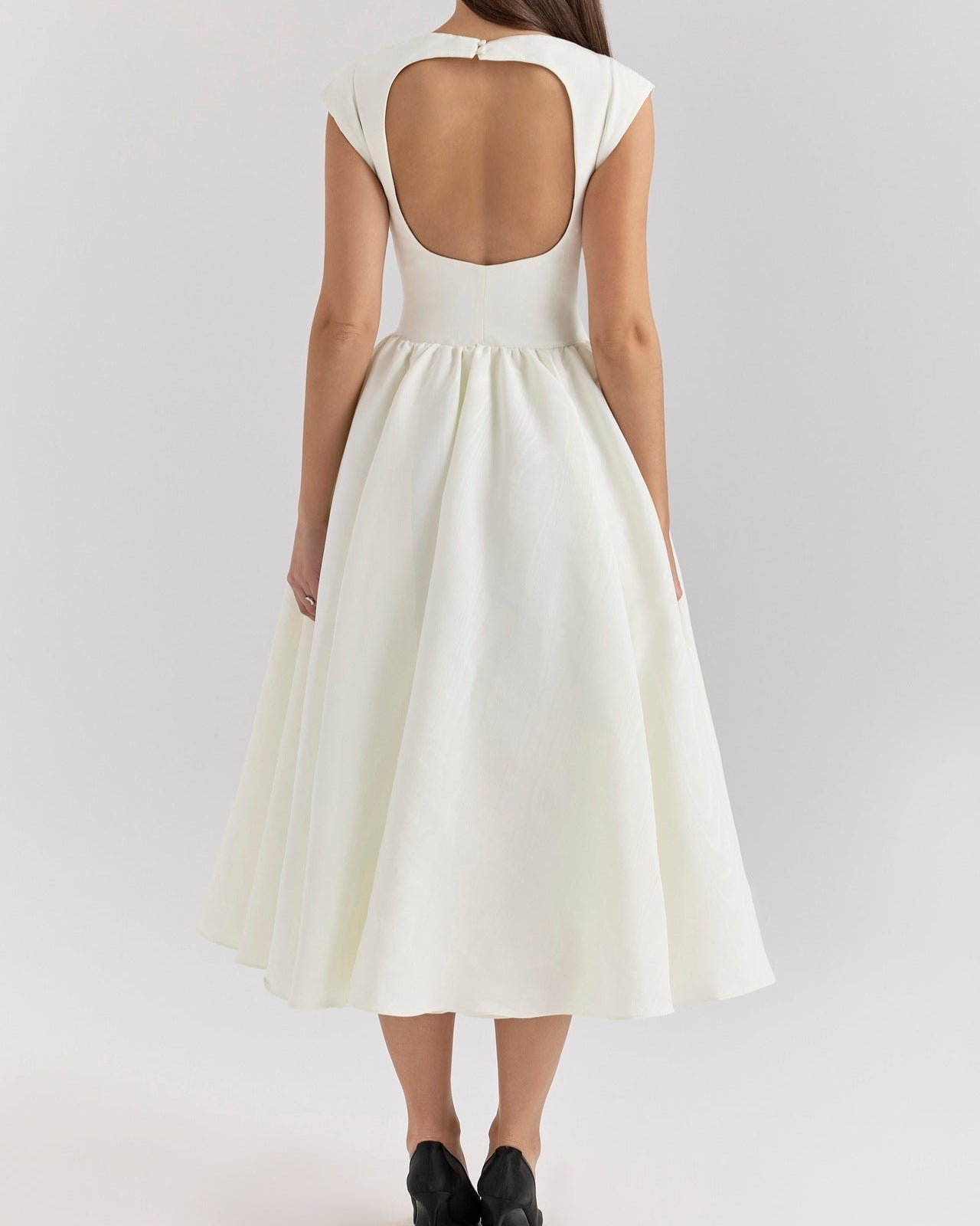 Backless Round Neck, Sleeveless Vest, French Solid Color Dress