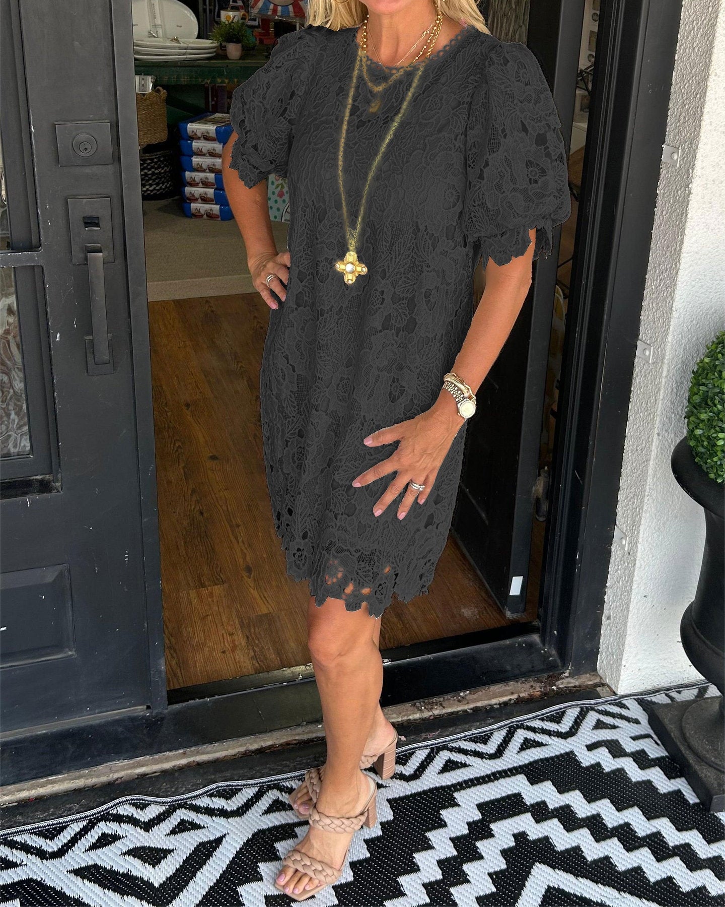 Elegant Comfy Lace Short Dress