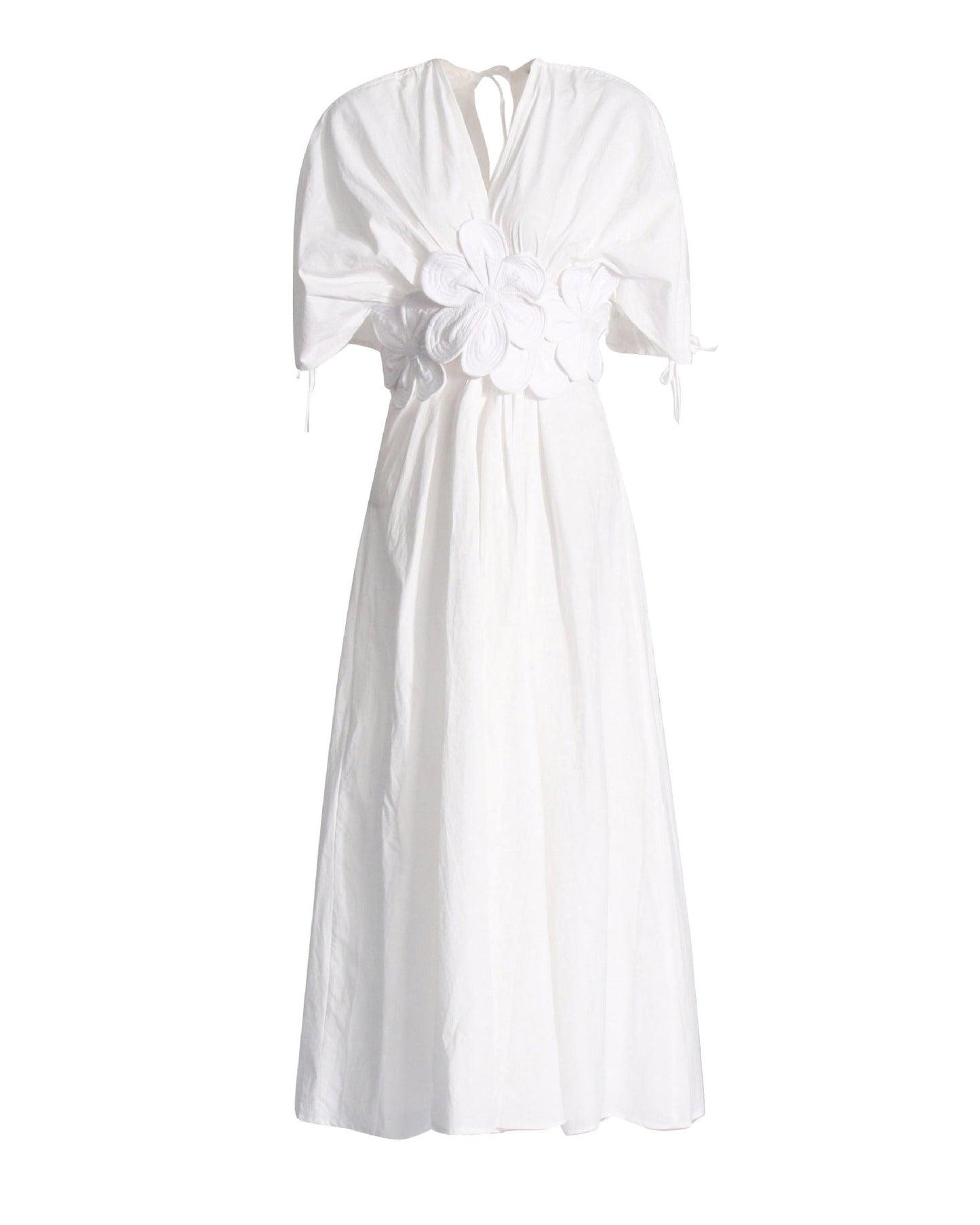 V-neck Long Dress With Patchwork Flowers