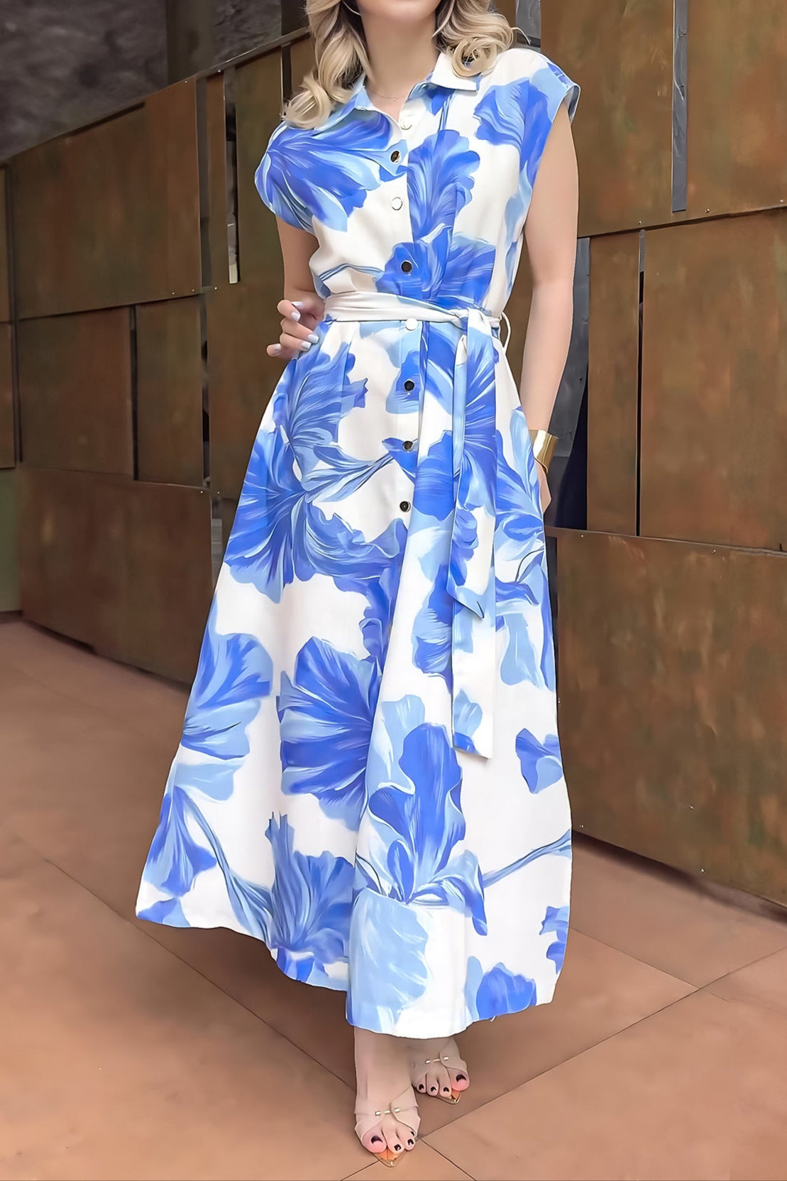 Floral Print Button Front Dress