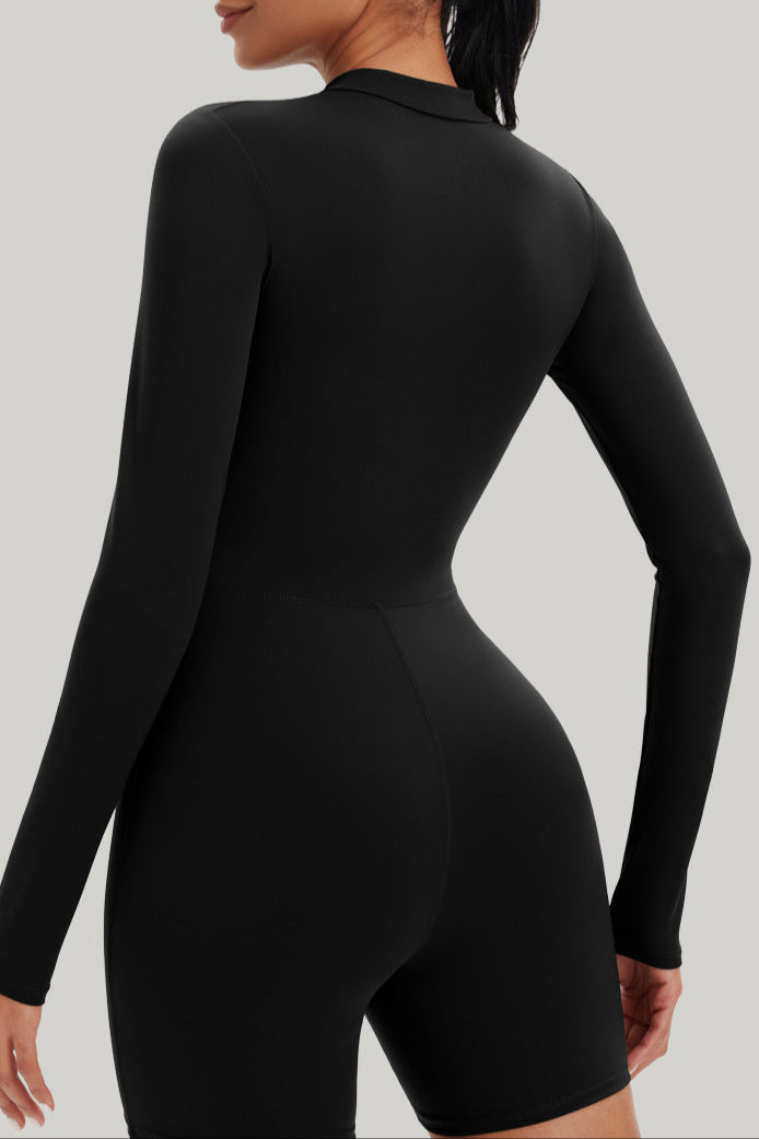 Nude Zipper Sports Bodysuit