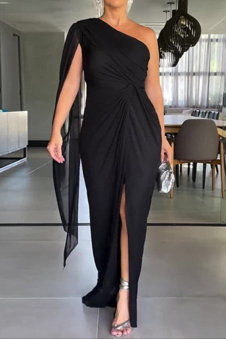 Fashion Raglan Sleeve Split Dress