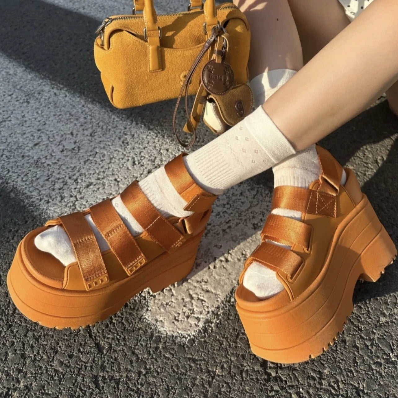 Roman-style Platform Velcro Sandals