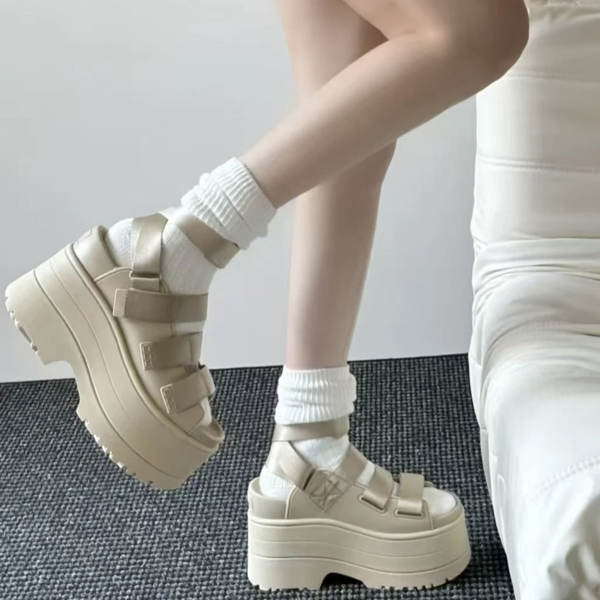 Roman-style Platform Velcro Sandals