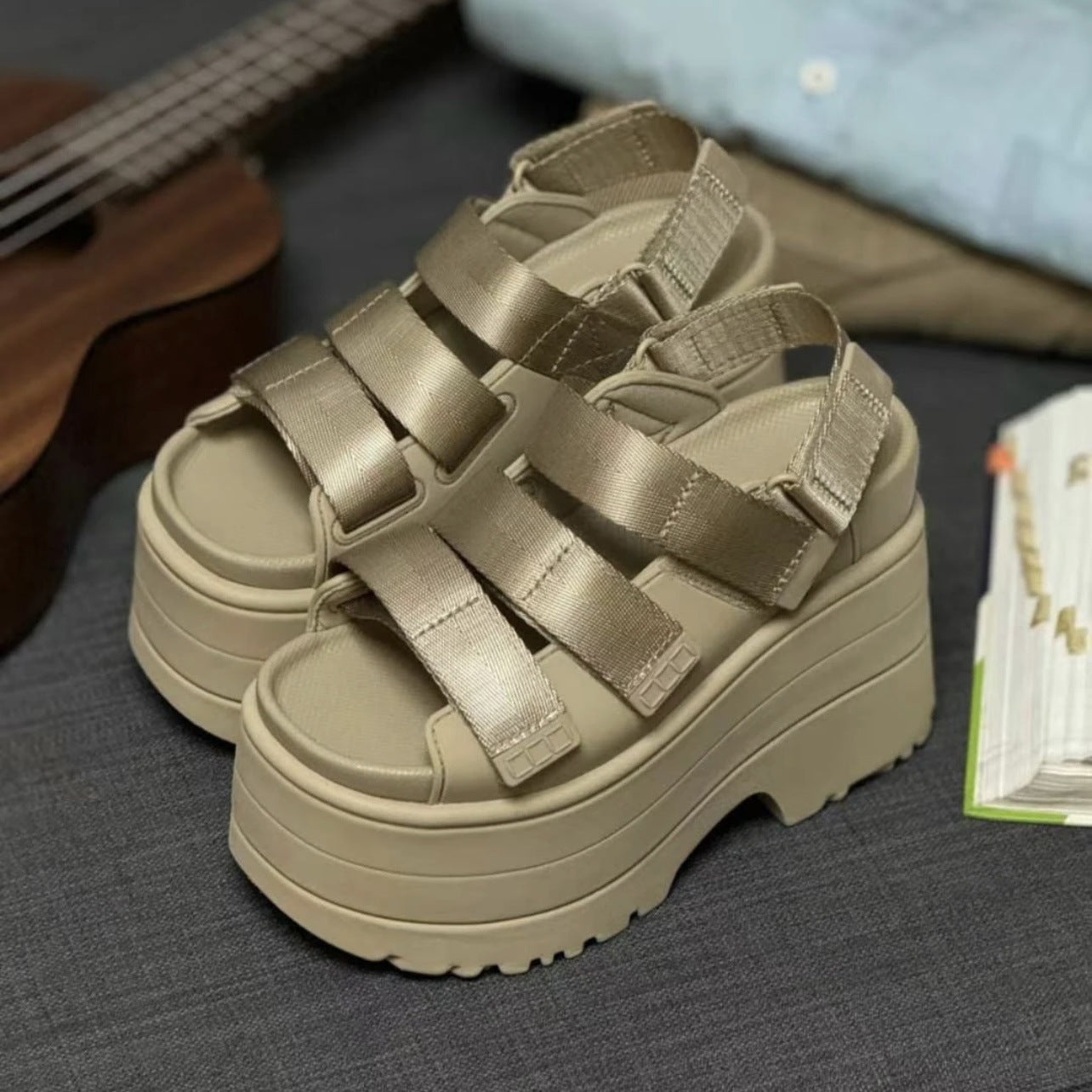 Roman-style Platform Velcro Sandals