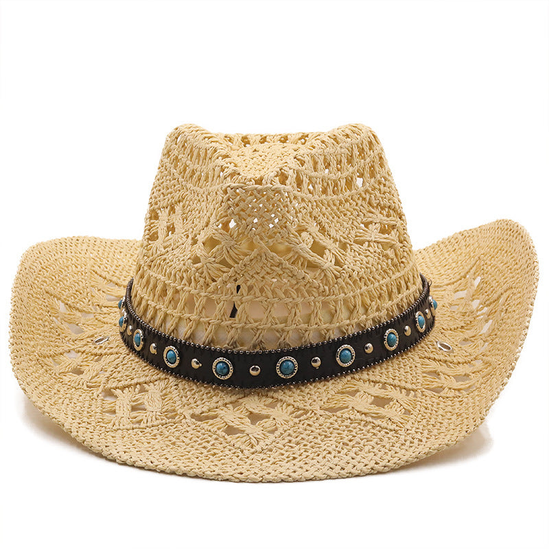 Straw Hat Sunscreen Handmade Western Cowboy Cowgirl Hat