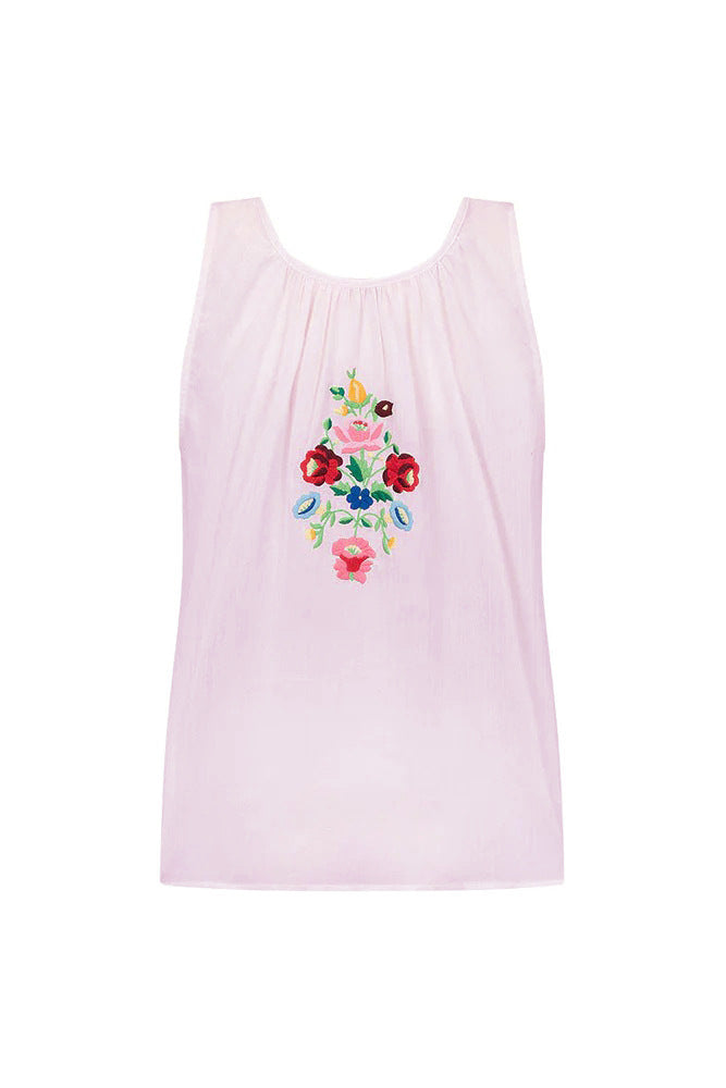 Embroidered Cardigan Sleeveless Casual Top