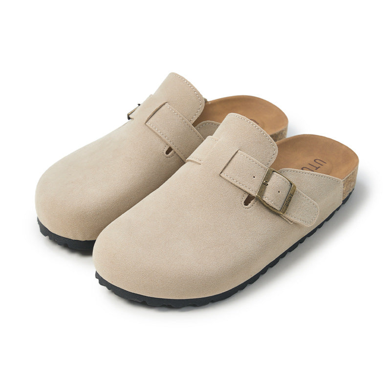 Birkenstocks, Cork-soled Suede Slippers