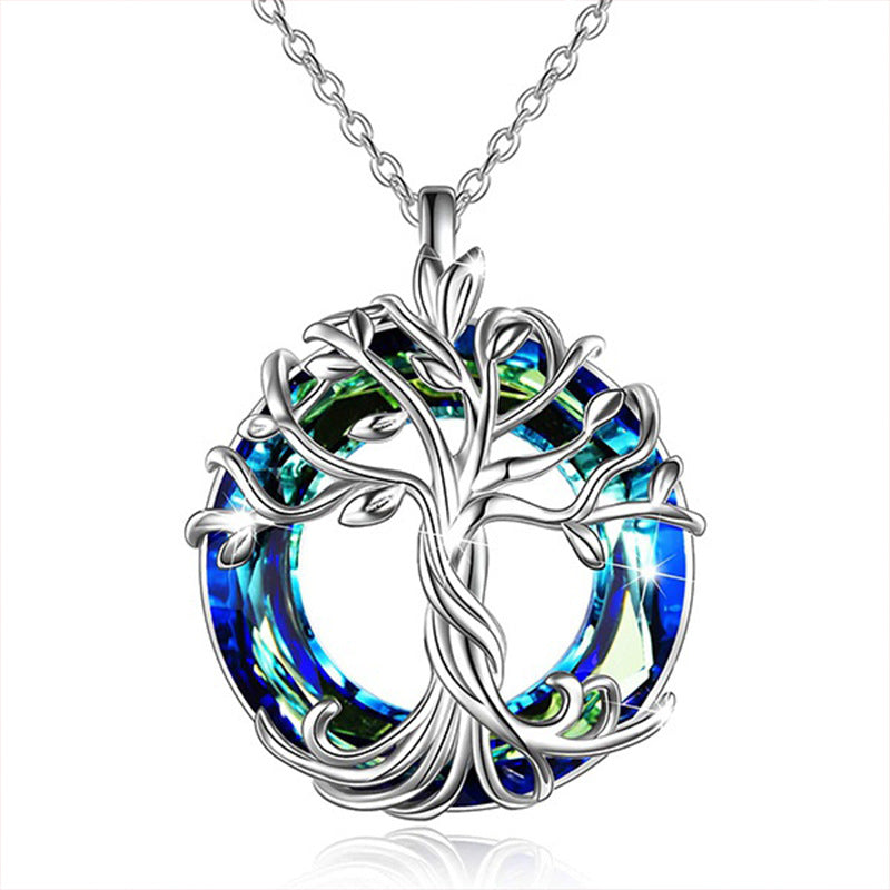 Tree Of Life Necklace, Alloy Plated Crystal Pendant