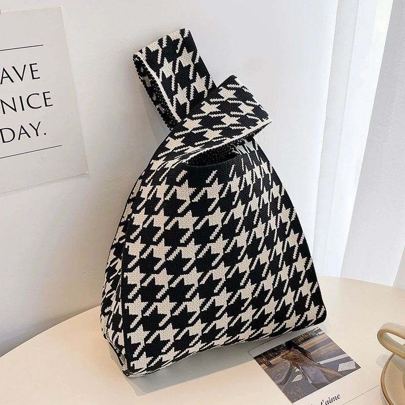 All-match Korean-style Striped Wool Knitted Handbag
