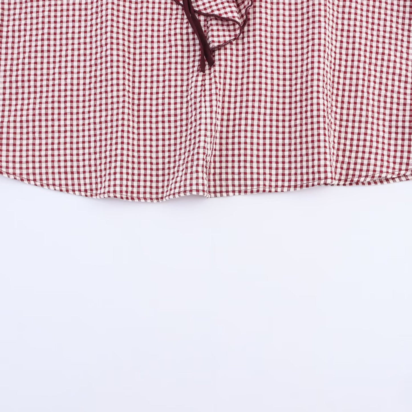 Doll Collar Check Shirt, French Style Design Long Sleeve Shirt