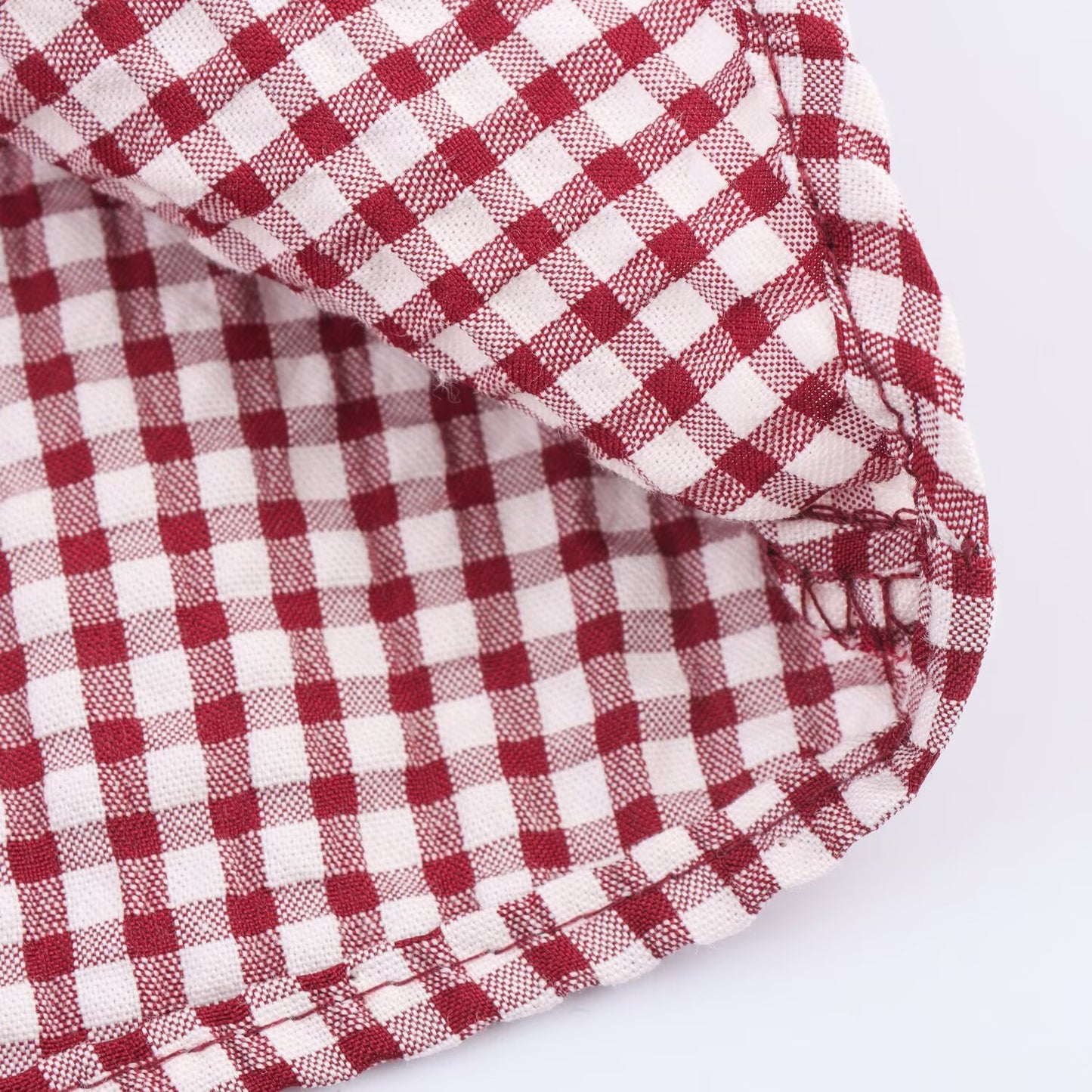 Doll Collar Check Shirt, French Style Design Long Sleeve Shirt