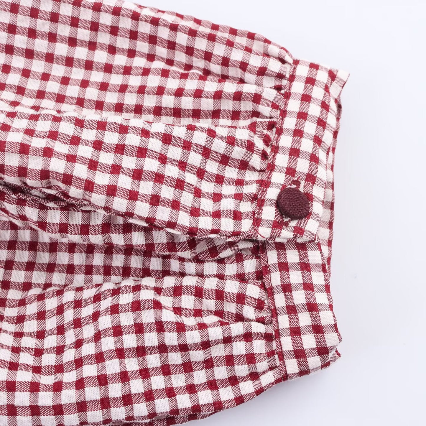 Doll Collar Check Shirt, French Style Design Long Sleeve Shirt