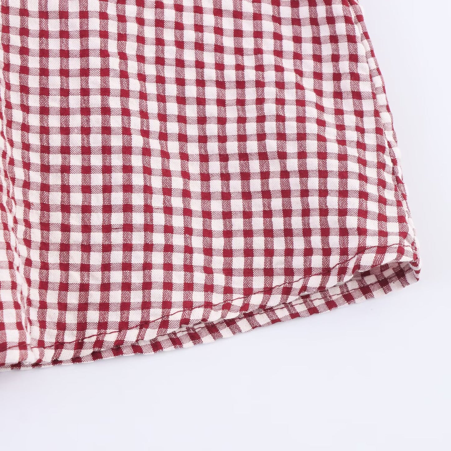 Doll Collar Check Shirt, French Style Design Long Sleeve Shirt