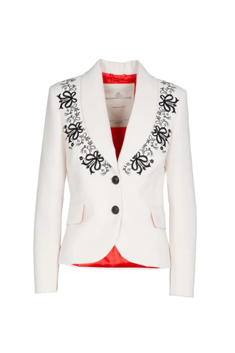 Black Print White Blazer