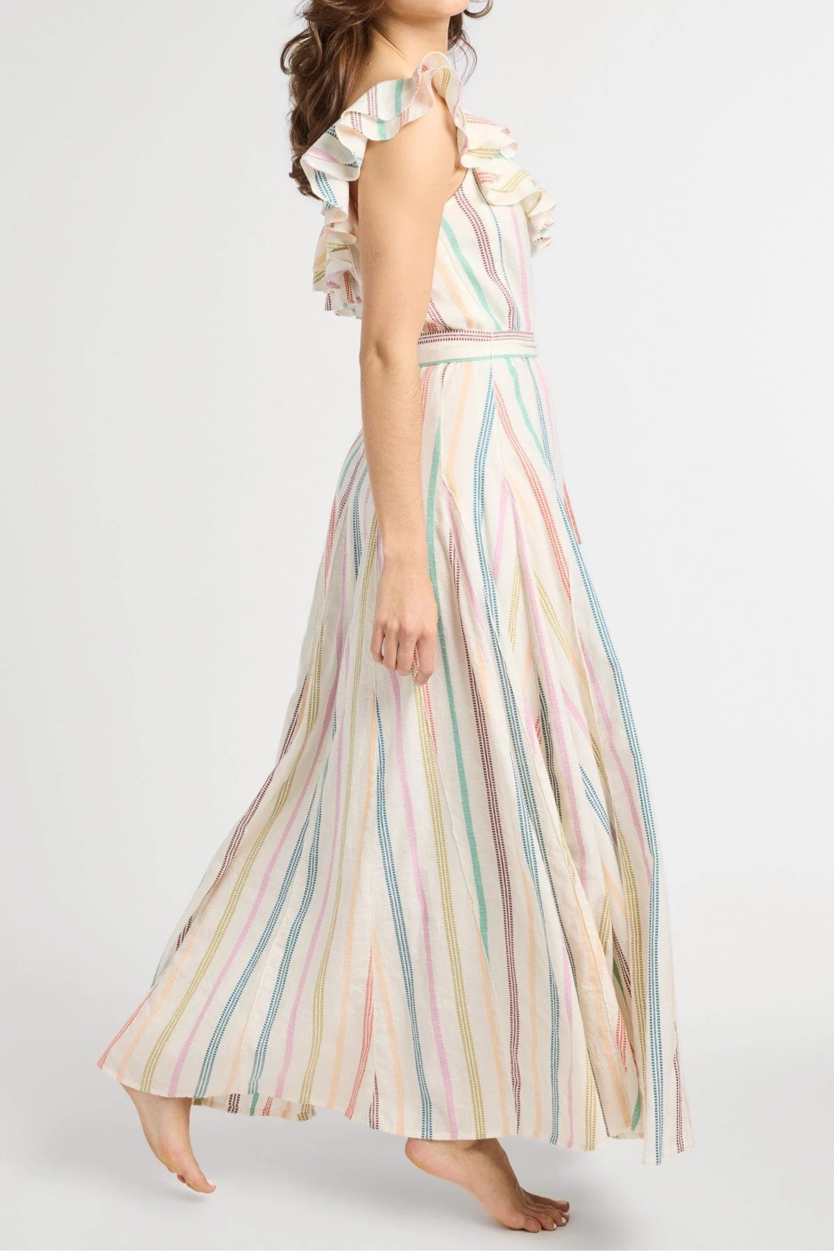 One-Shoulder Ruffled Slim Floral Dress