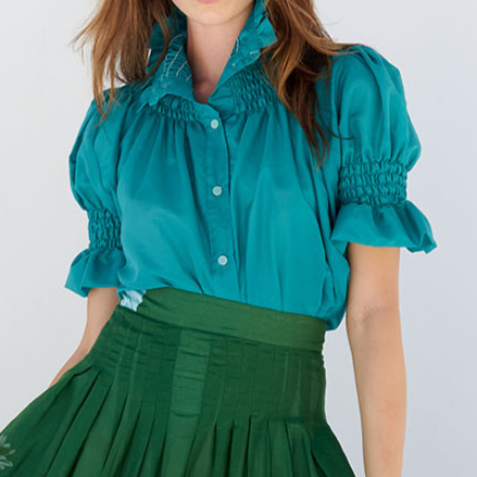 Blue Bubble Sleeve Shirt
