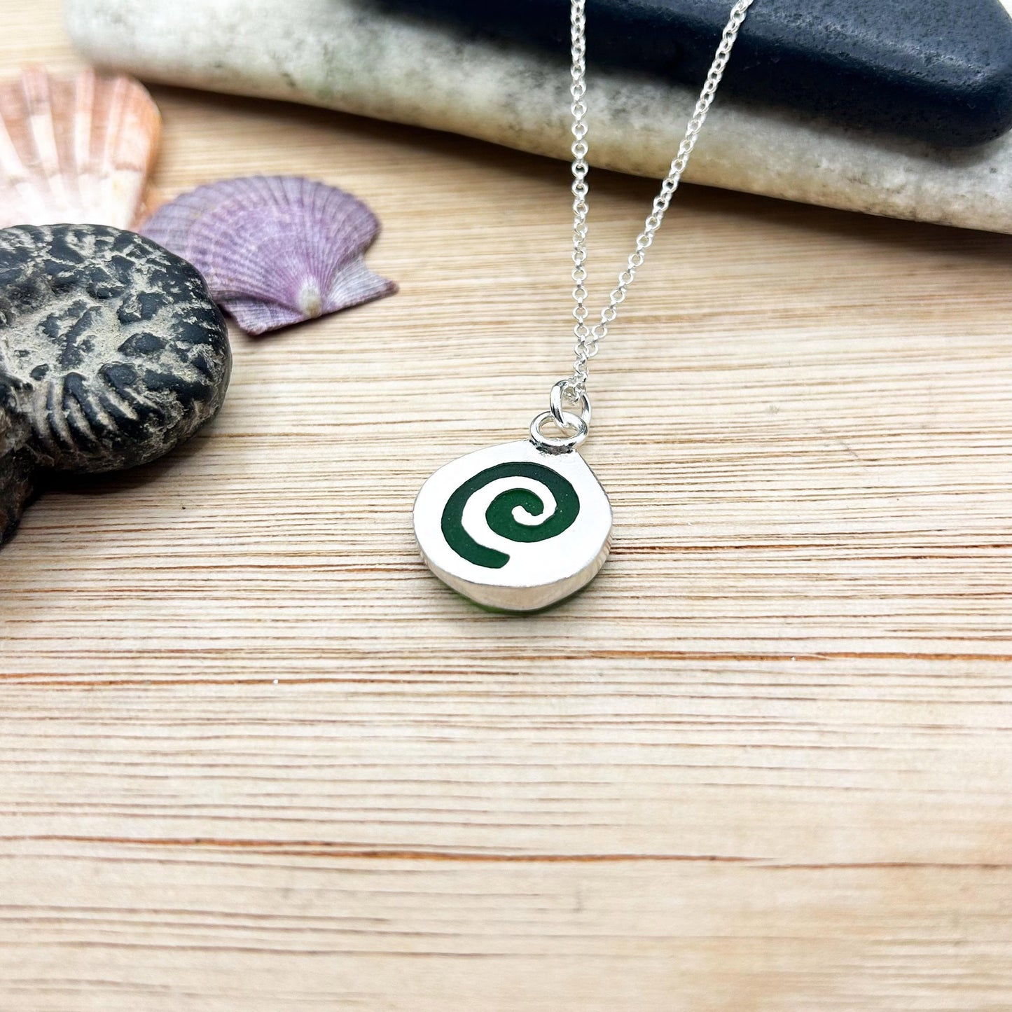 Sea Glass Spiral Pendant