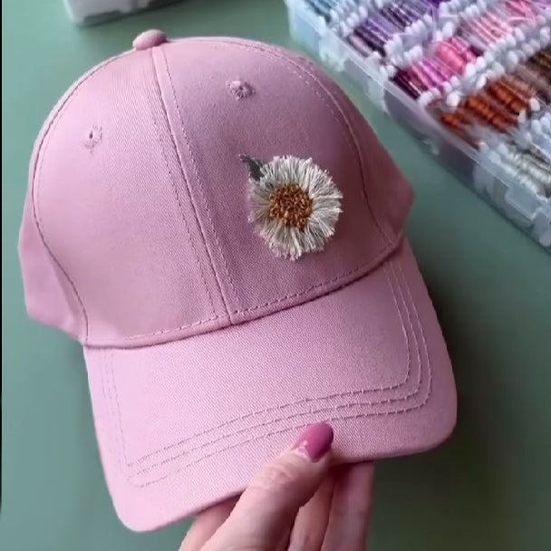 Daisy Embroidered Powder Cap