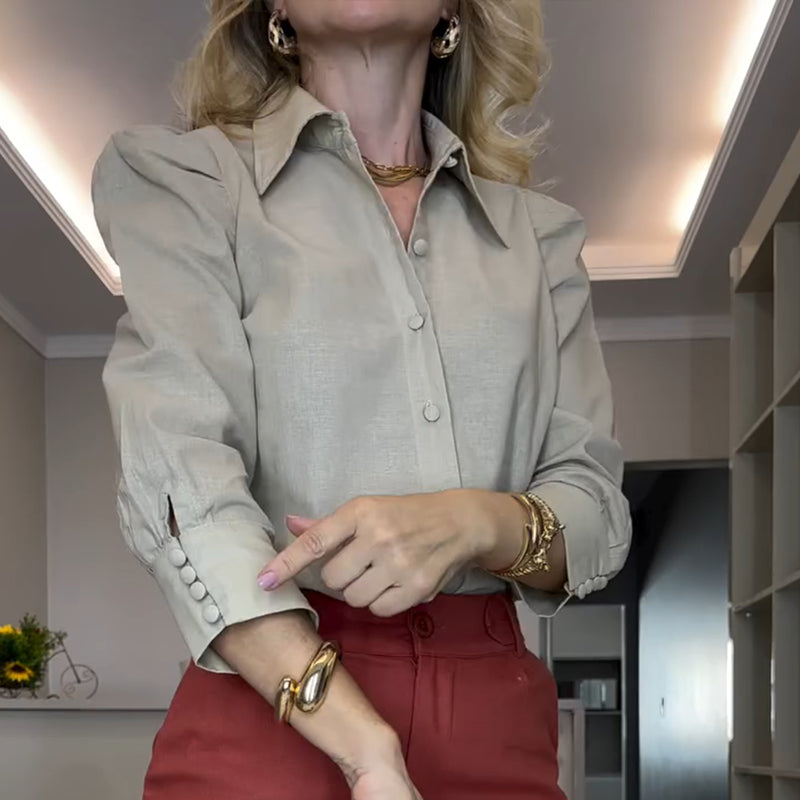 Solid Color Workplace Simple Linen Shirt