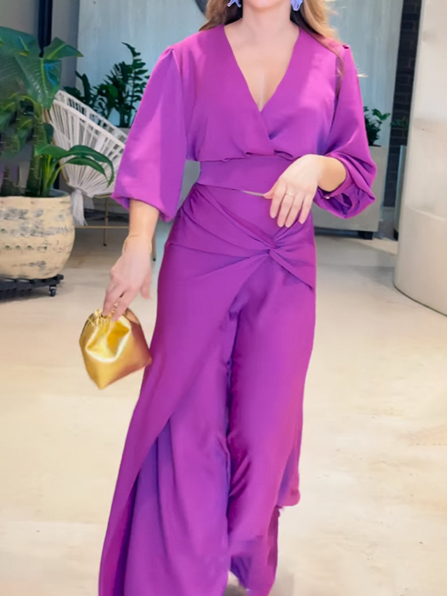 Elegant Wrap Two Pieces Dress