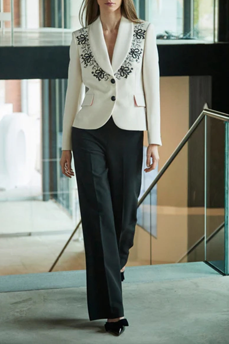 Black Print White Blazer