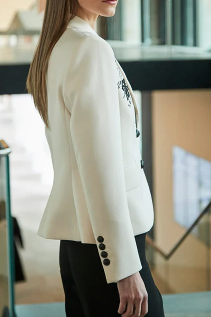Black Print White Blazer