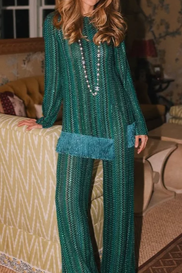 Elegant Striped Tassel Suit