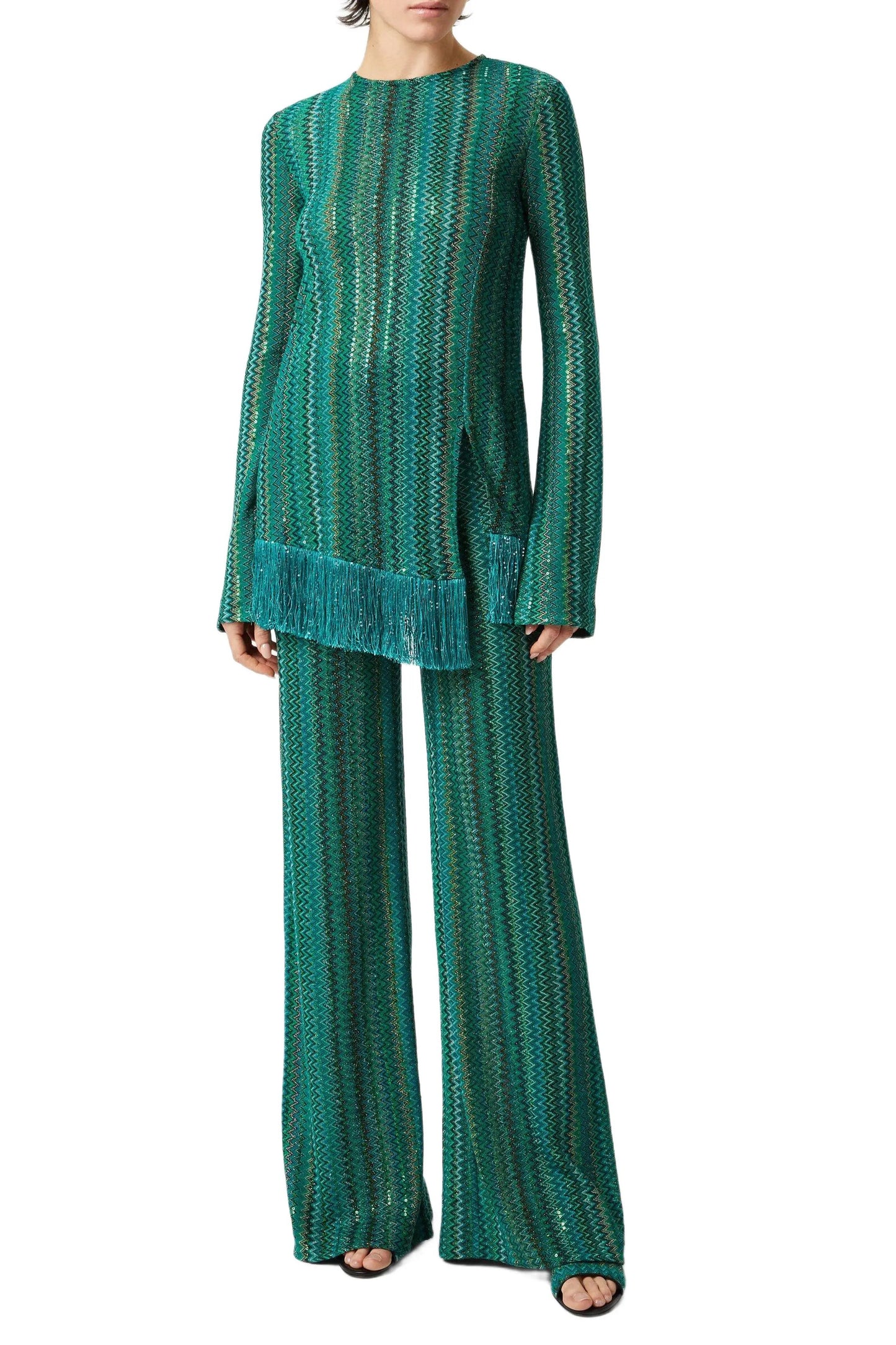 Elegant Striped Tassel Suit