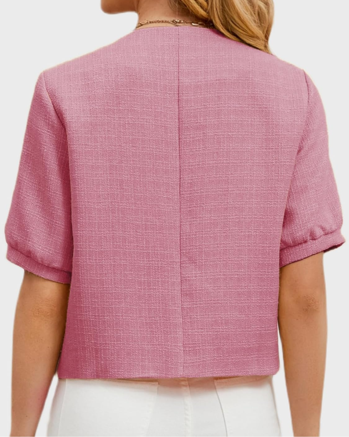 Women's Short Puff Sleeve Tweed Jacket, Summer Short Jacket