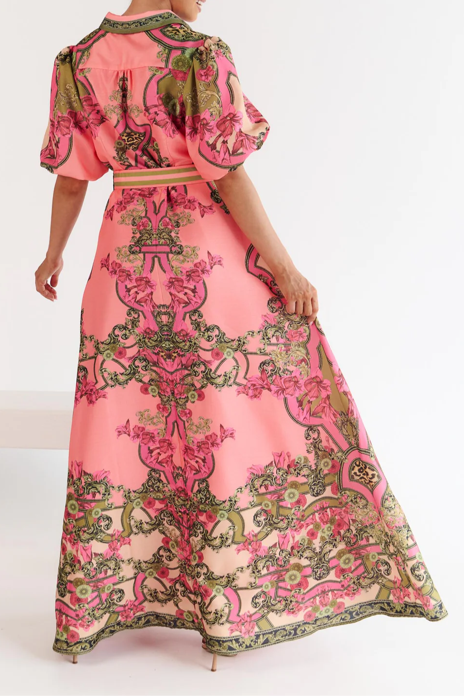 Elegant Shirt Collar Maxi Dress