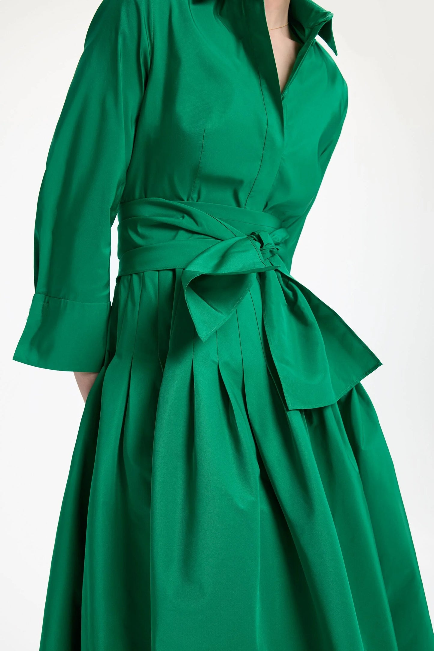 Green Long Sleeve Shirt Dress