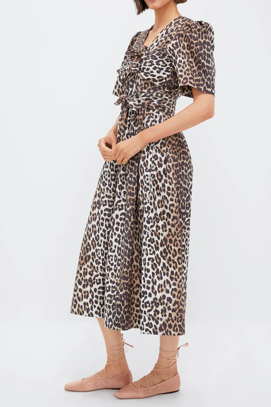 Leopard Tie Strap Midi Dress
