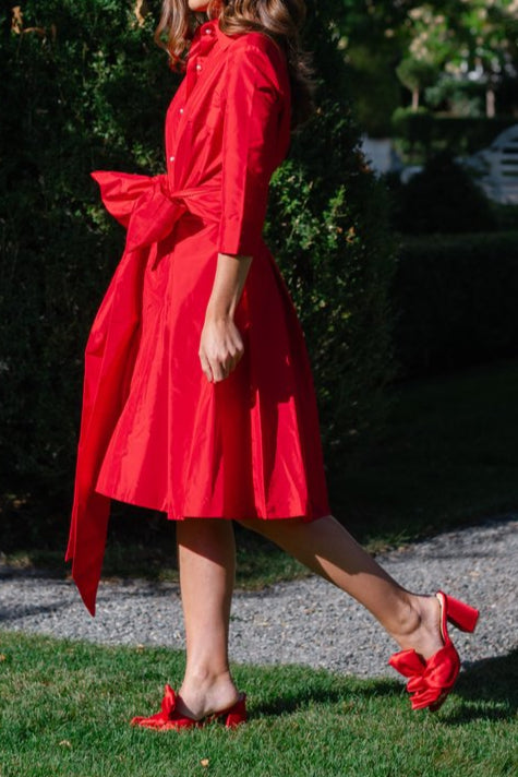 Solid Color Short Shirt Bow Dress