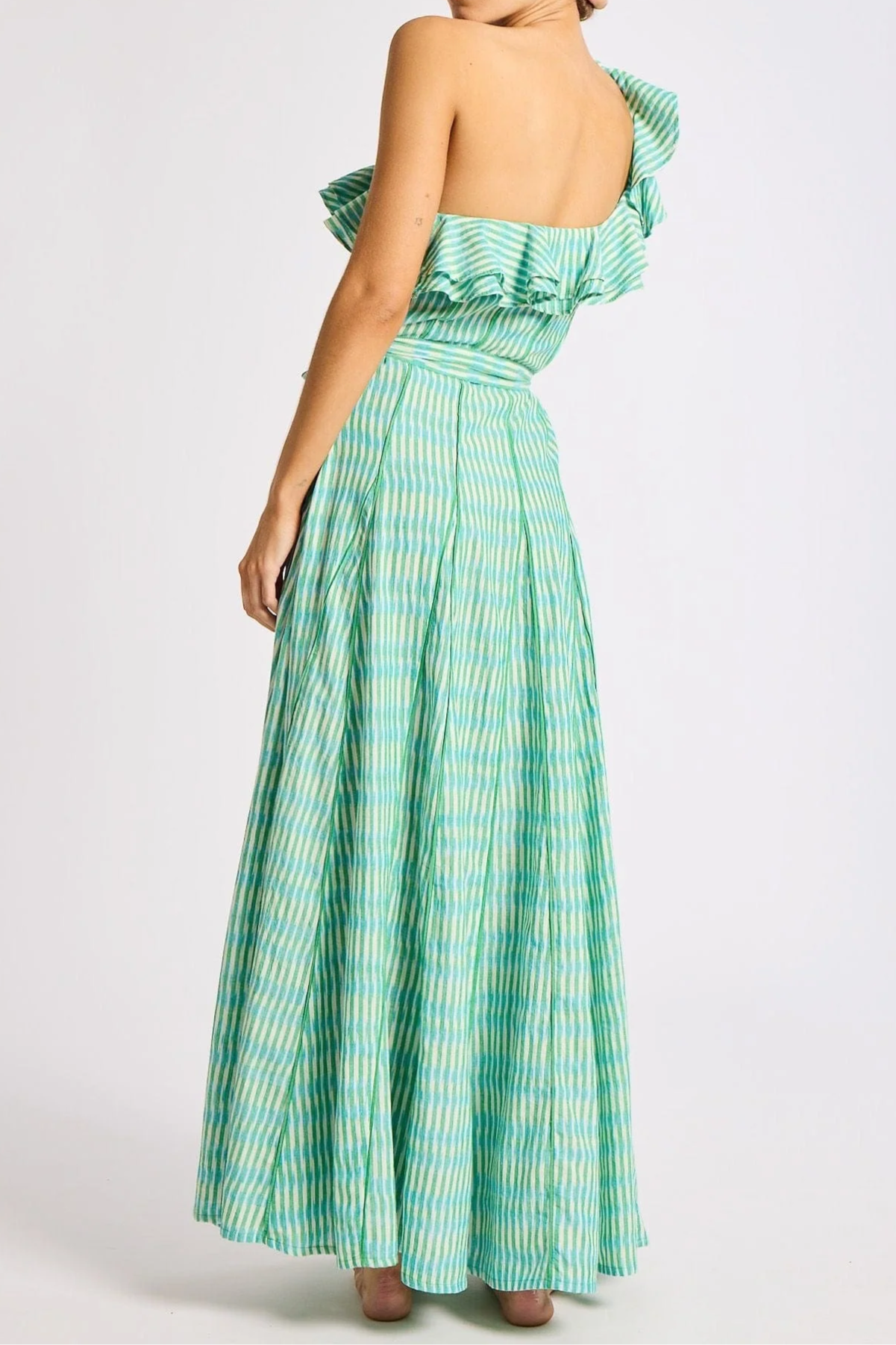 One-Shoulder Ruffled Slim Floral Dress