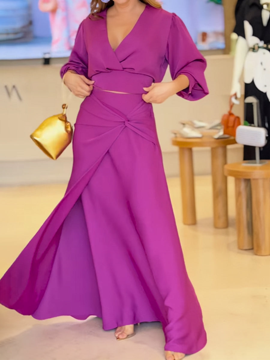 Elegant Wrap Two Pieces Dress