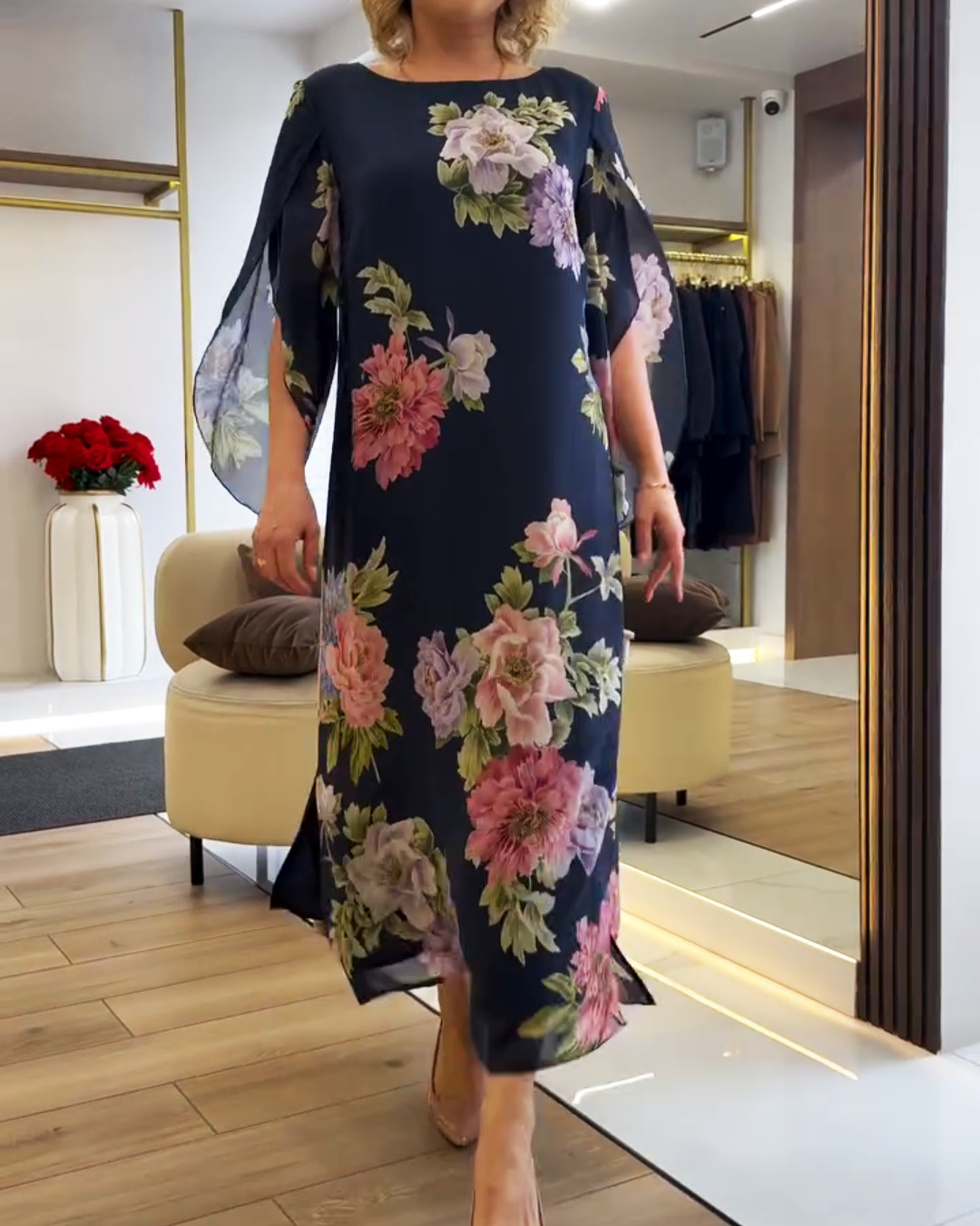 Unique Floral Print Maxi Dress
