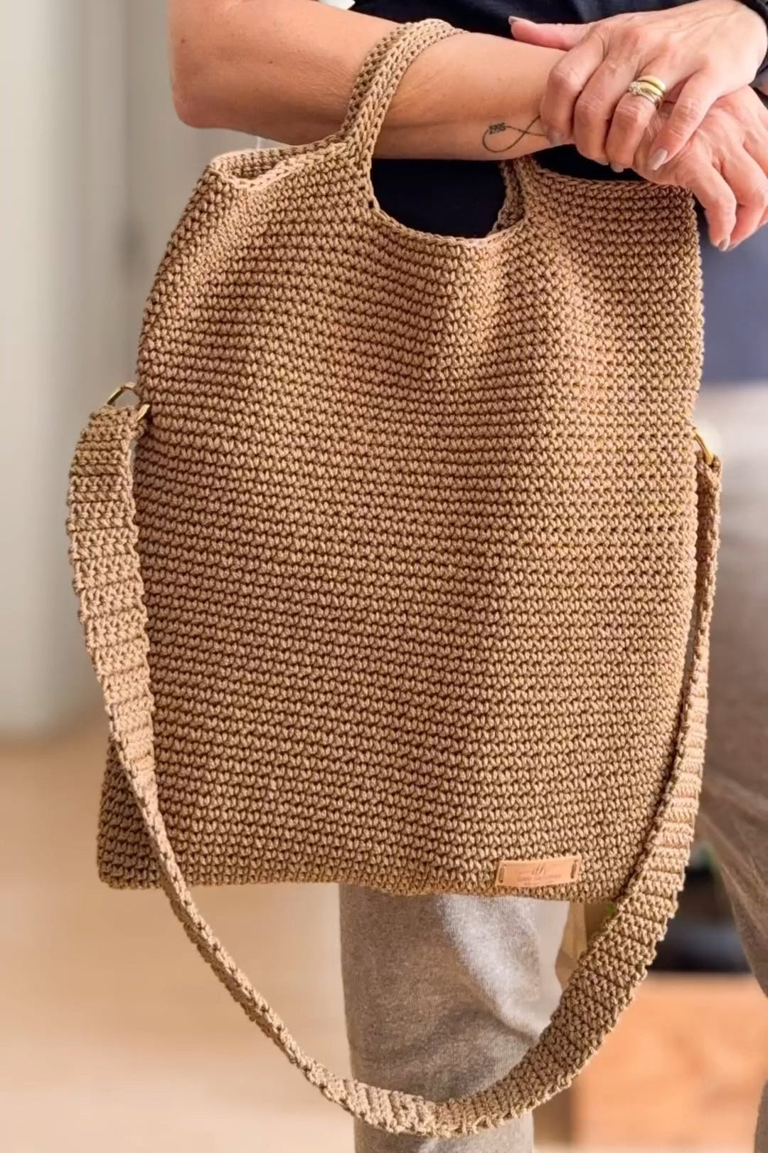 Brown Woven Tote Bag