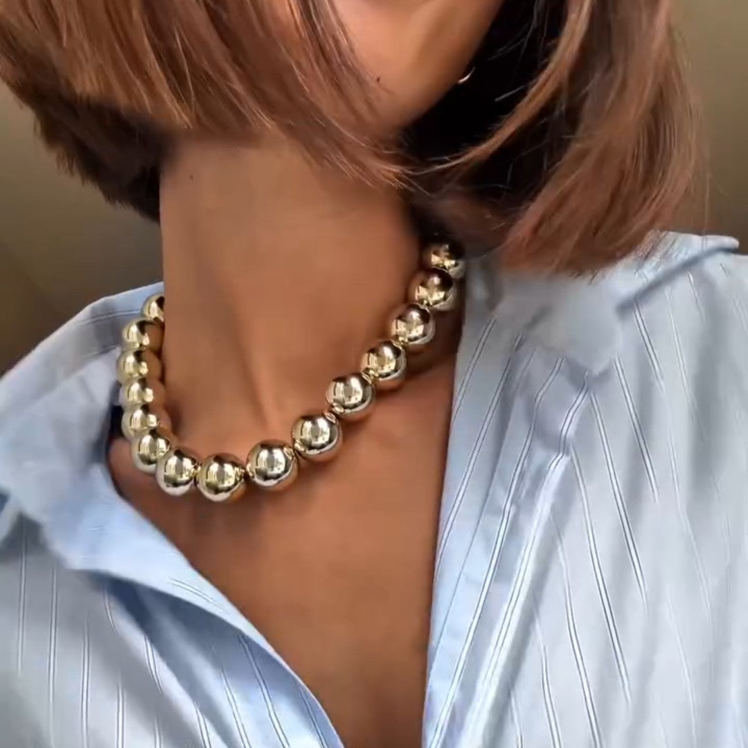 Solid Beaded Clavicle Chain
