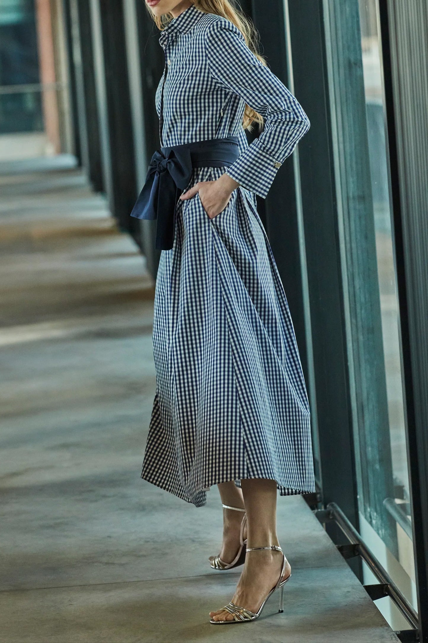 Plaid Waist Shirt Long Skirt