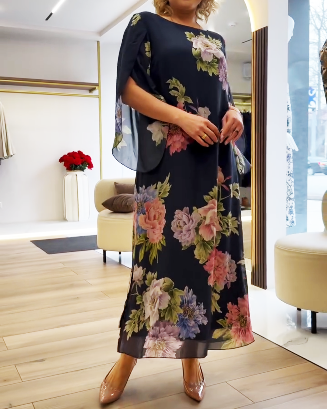Unique Floral Print Maxi Dress