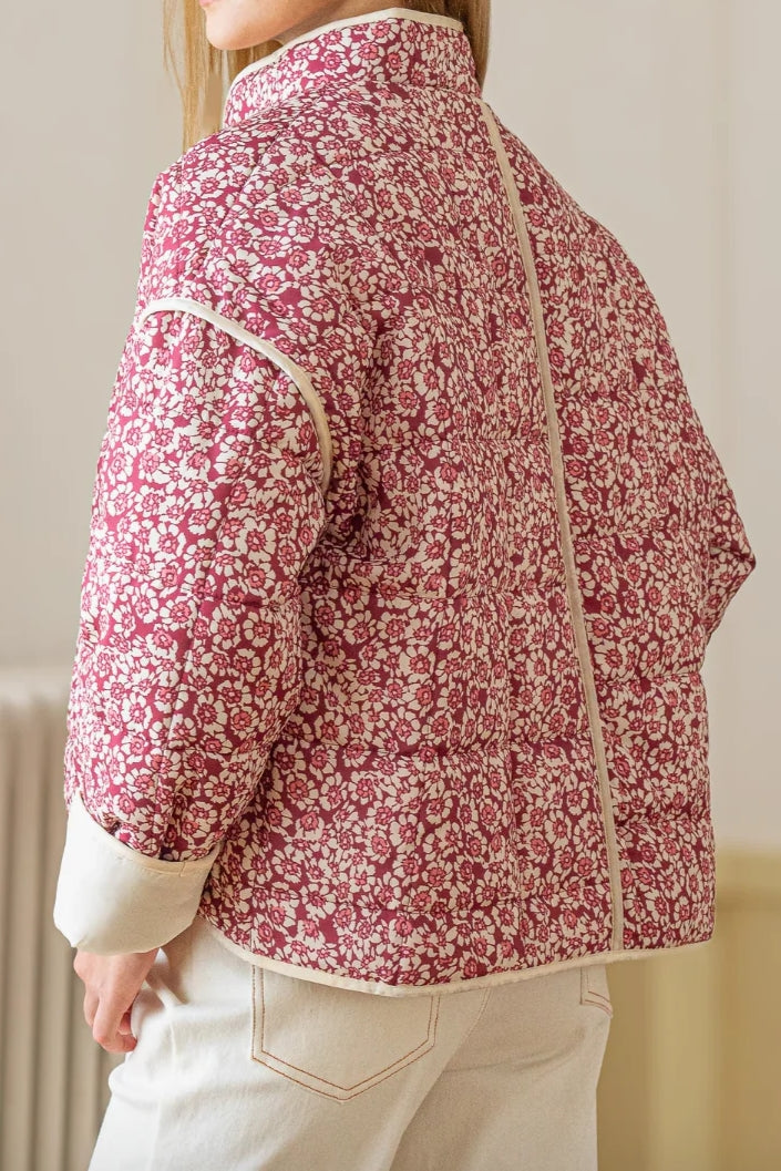 New Small Floral Loose Quilted Thickened Warm Cotton Jacket