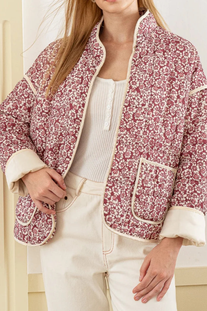 New Small Floral Loose Quilted Thickened Warm Cotton Jacket