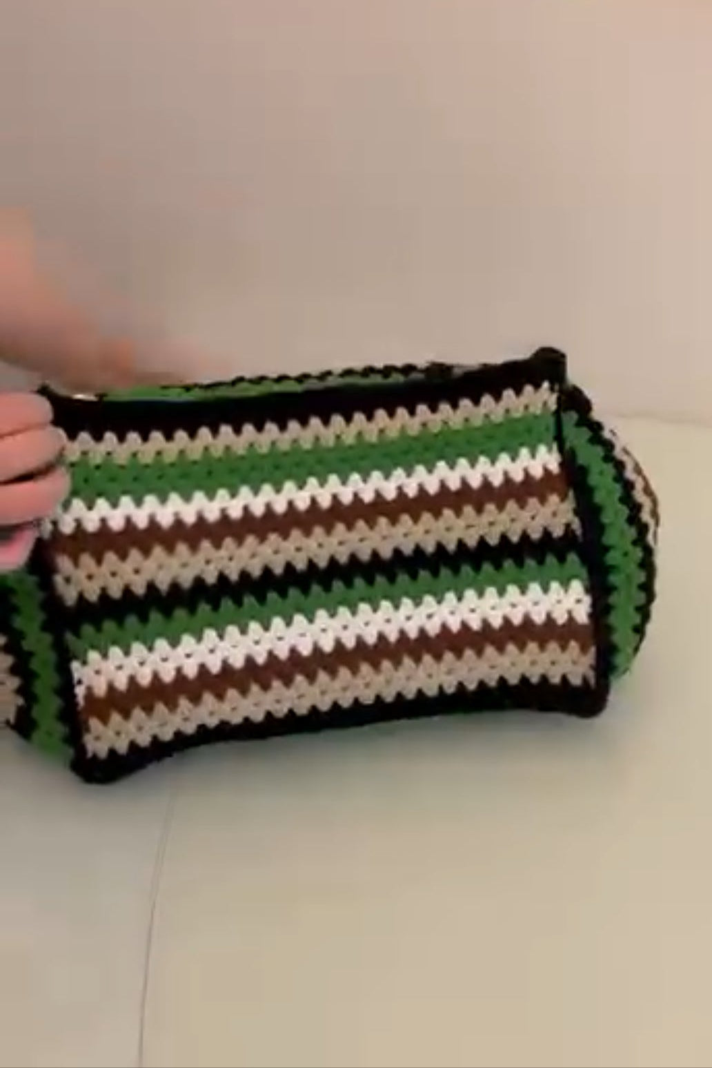 Square Print Knitted Bag